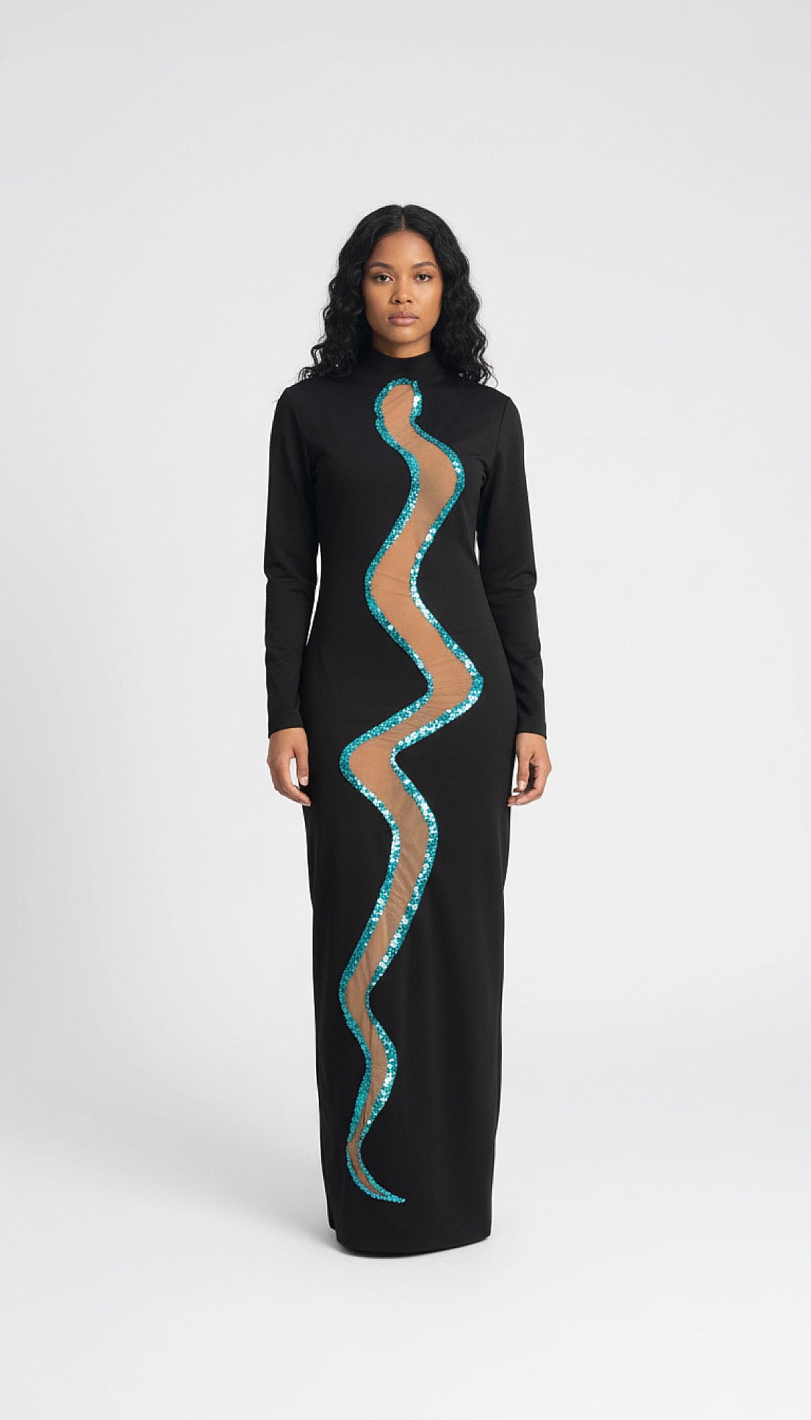 Mock Neck Maxi Dress