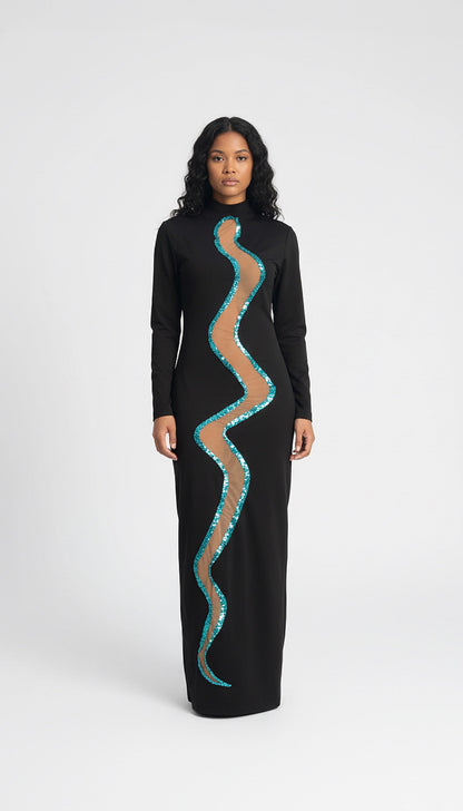 Mock Neck Maxi Dress