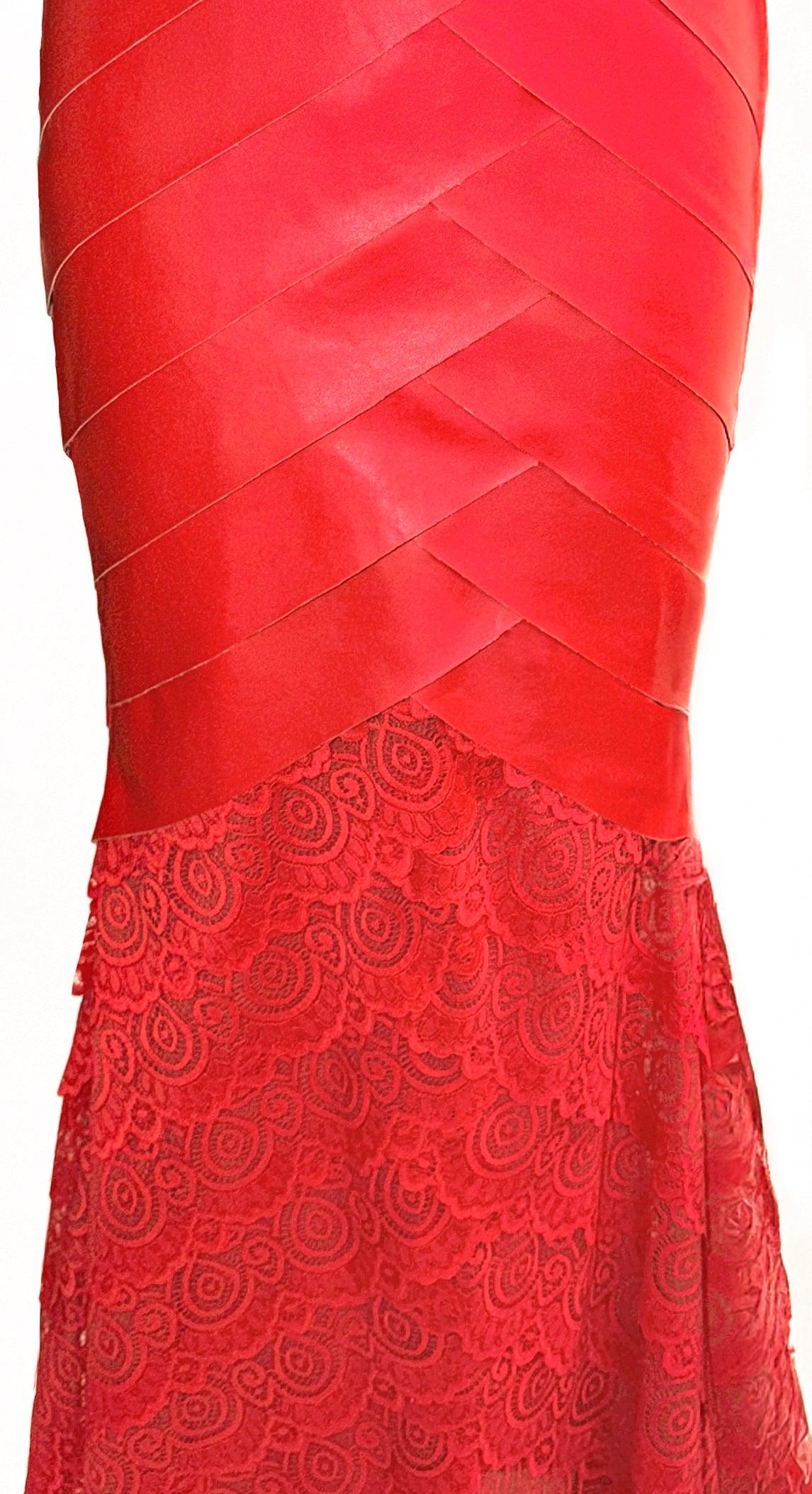 Strapless Leather and Lace Dress