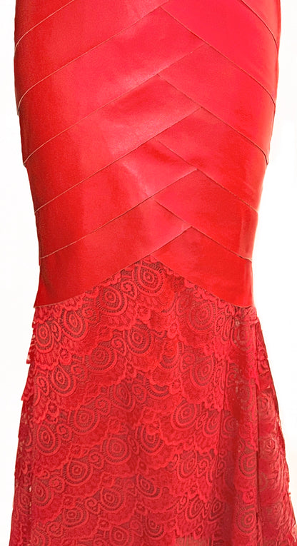 Strapless Leather and Lace Dress