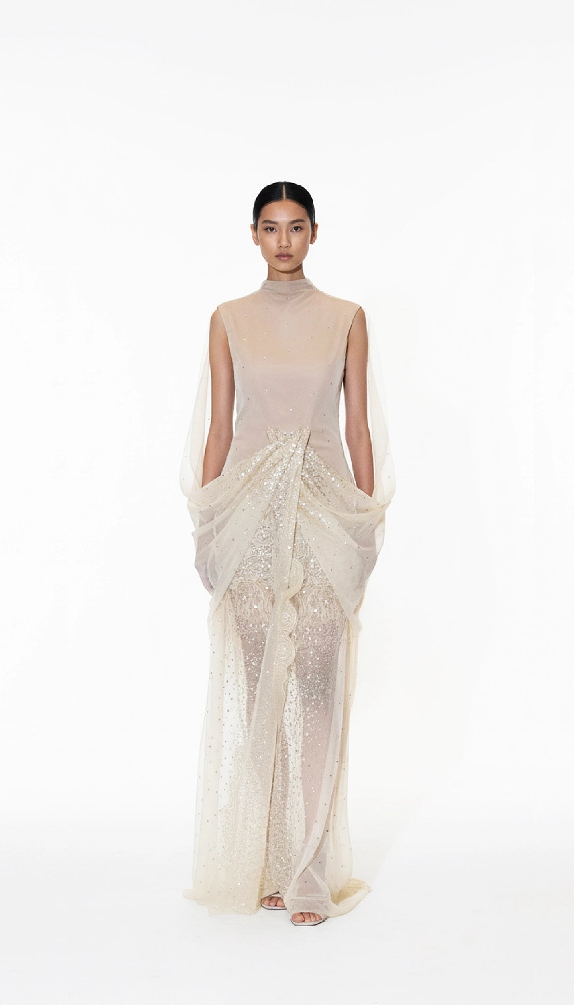 Gold polka Dot Mesh Dress