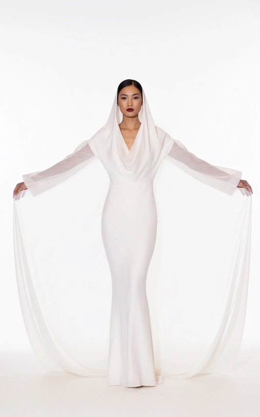 Draped Silk Chiffon Dress