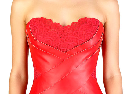 Strapless Leather and Lace Dress