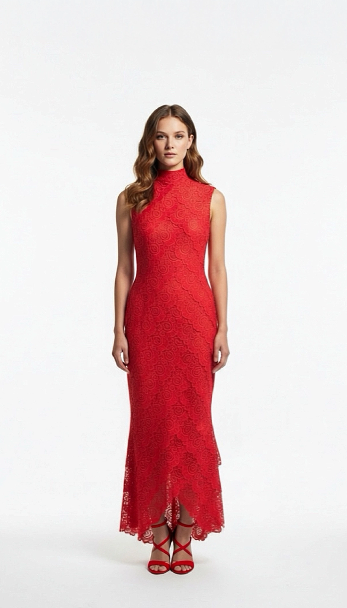 Mock Neck Lace Dress